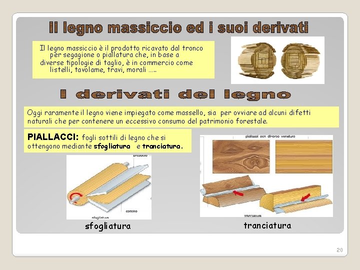 Il legno massiccio è il prodotto ricavato dal tronco per segagione o piallatura che,