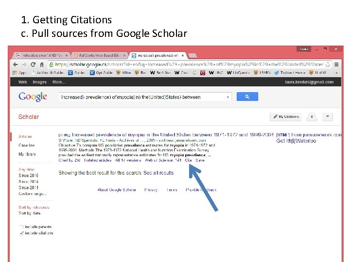 1. Getting Citations c. Pull sources from Google Scholar 