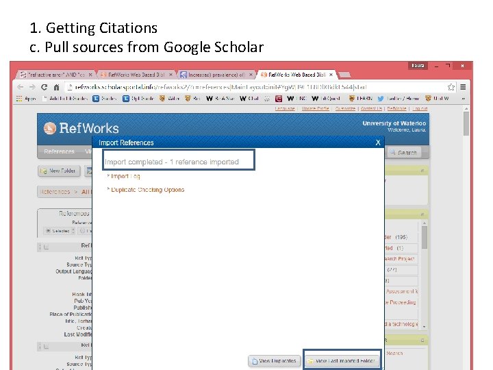 1. Getting Citations c. Pull sources from Google Scholar 