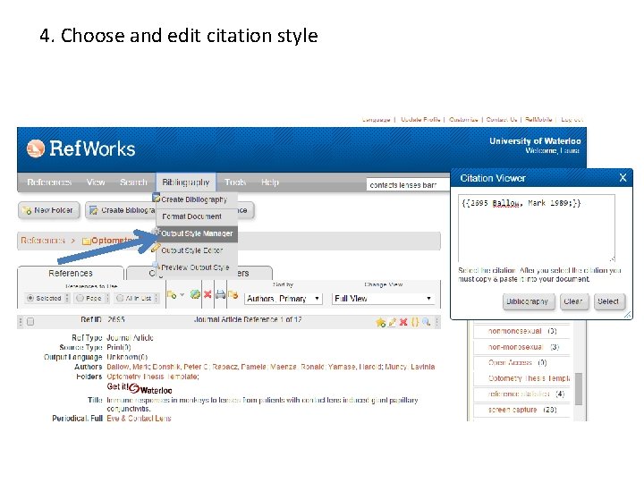 4. Choose and edit citation style 