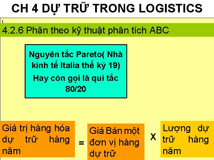 CH 4 DỰ TRỮ TRONG LOGISTICS l 4. 2. 6 Phân theo kỹ thuật