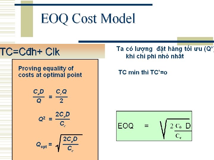 CH 4 DỰ TRỮ TRONG LOGISTICS 4. 6 Các mô hình quản trị dự