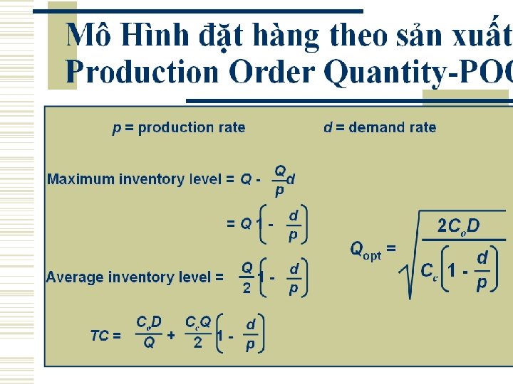 CH 4 DỰ TRỮ TRONG LOGISTICS 4. 6 Các mô hình quản trị dự