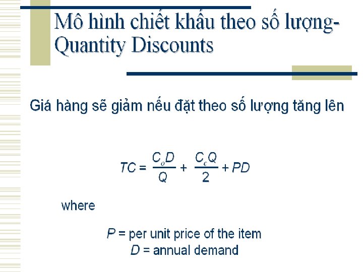 CH 4 DỰ TRỮ TRONG LOGISTICS 4. 6 Các mô hình quản trị dự