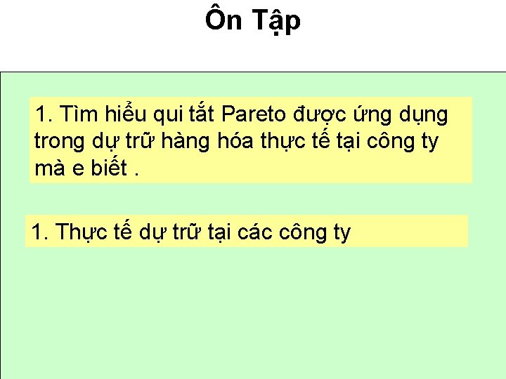 Ôn Tập 1. Tìm hiểu qui tắt Pareto được ứng dụng trong dự trữ