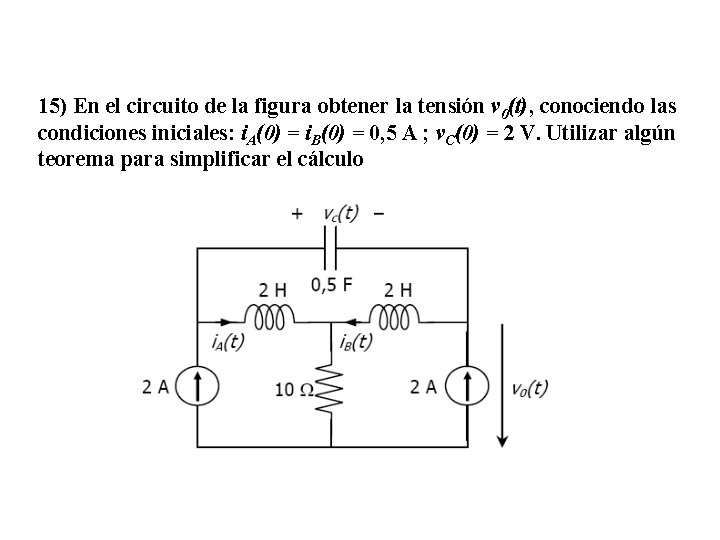 15) En el circuito de la figura obtener la tensión v 0(t), conociendo las