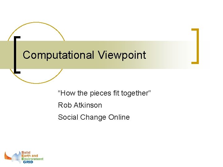 Computational Viewpoint “How the pieces fit together” Rob Atkinson Social Change Online 