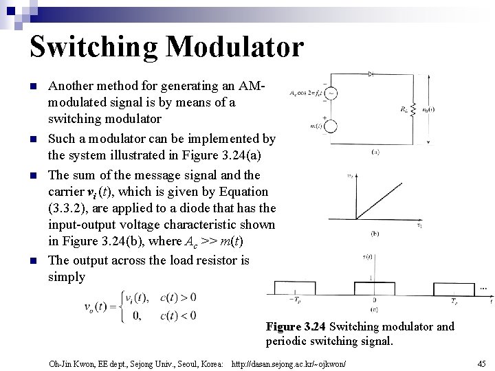 Switching Modulator n n Another method for generating an AMmodulated signal is by means