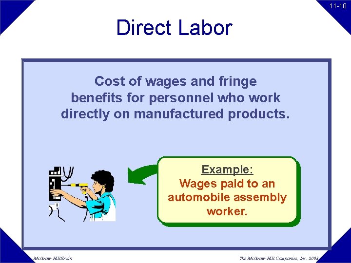 11 -10 Direct Labor Cost of wages and fringe benefits for personnel who work 11 -10 Direct Labor Cost of wages and fringe benefits for personnel who work