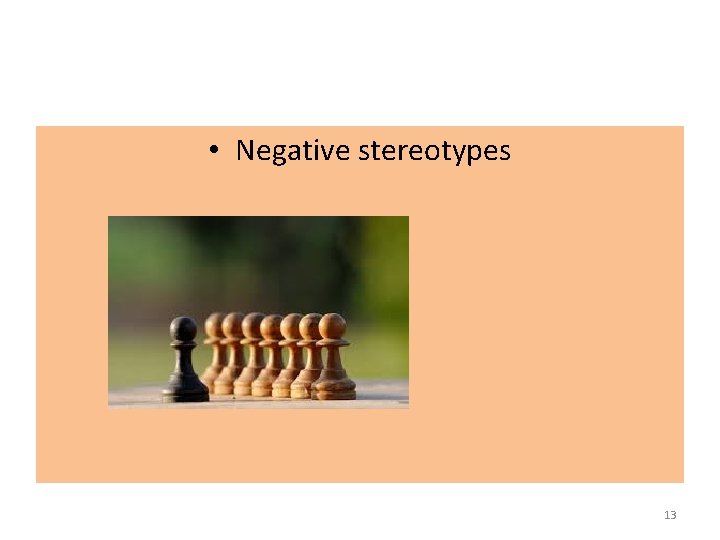  • Negative stereotypes 13 