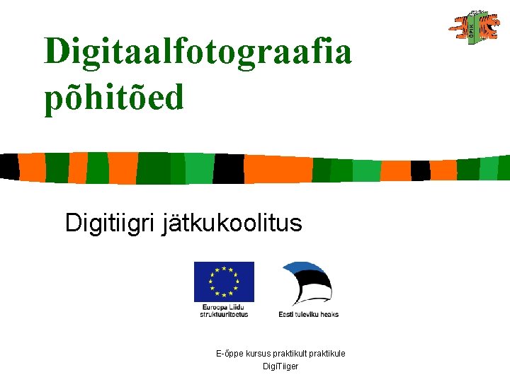 Digitaalfotograafia põhitõed Digitiigri jätkukoolitus E-õppe kursus praktikult praktikule Digi. Tiiger 
