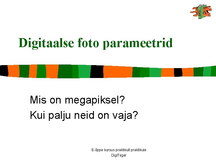 Digitaalse foto parameetrid Mis on megapiksel? Kui palju neid on vaja? E-õppe kursus praktikult