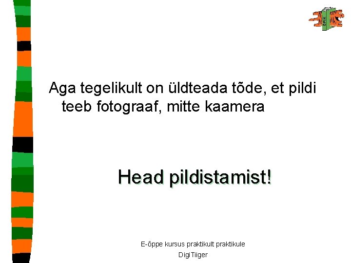 Aga tegelikult on üldteada tõde, et pildi teeb fotograaf, mitte kaamera Head pildistamist! E-õppe