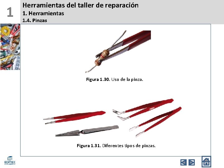 1 Herramientas del taller de reparación 1. Herramientas 1. 4. Pinzas Figura 1. 30.