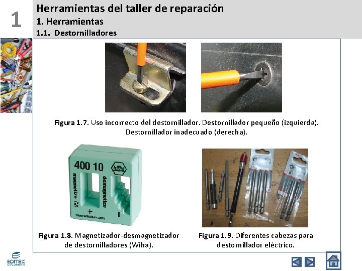 1 Herramientas del taller de reparación 1. Herramientas 1. 1. Destornilladores Figura 1. 7.