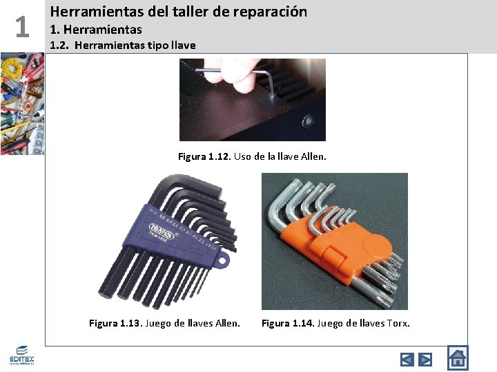 1 Herramientas del taller de reparación 1. Herramientas 1. 2. Herramientas tipo llave Figura