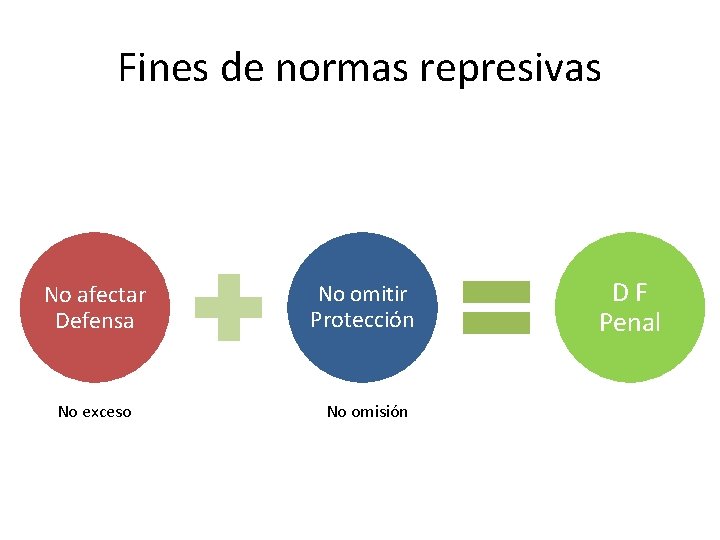 Fines de normas represivas No afectar Defensa No omitir Protección No exceso No omisión