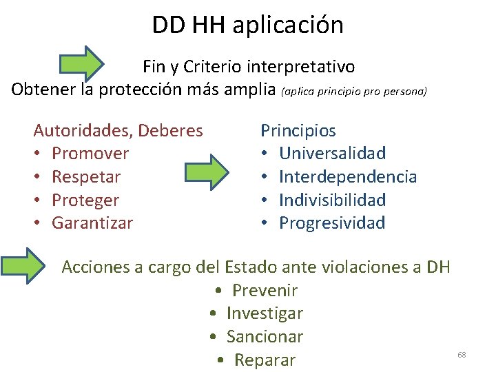 DD HH aplicación Fin y Criterio interpretativo Obtener la protección más amplia (aplica principio