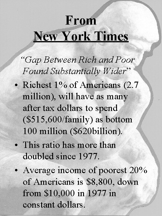 From New York Times “Gap Between Rich and Poor Found Substantially Wider” • Richest