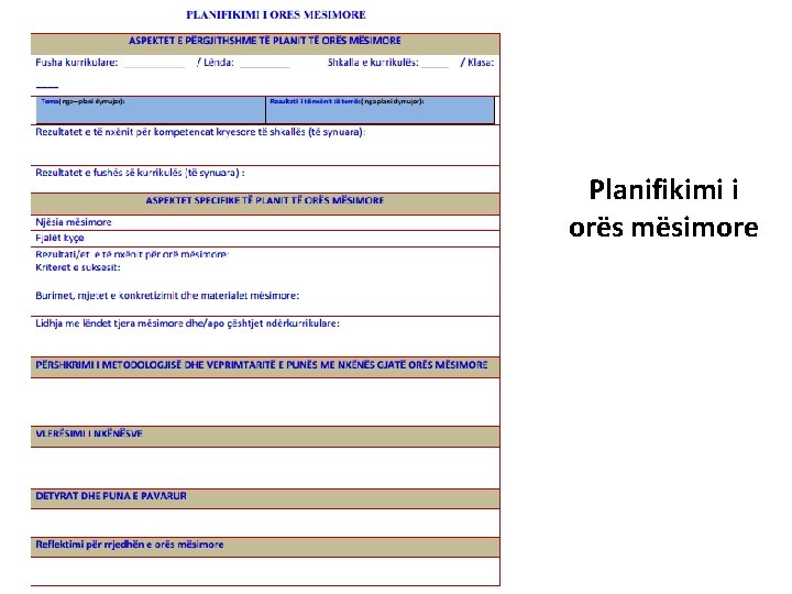 Planifikimi i orës mësimore 