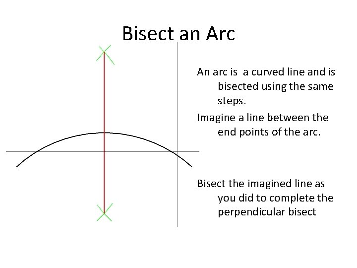 Bisect an Arc An arc is a curved line and is bisected using the