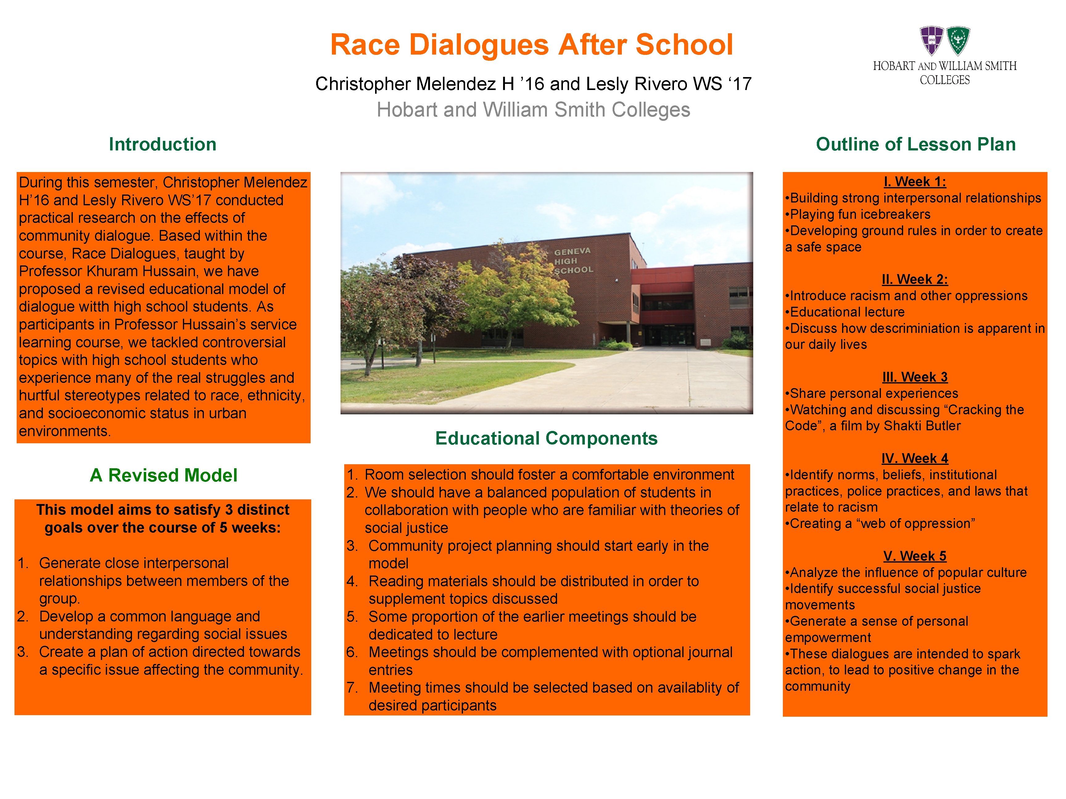 Race Dialogues After School Christopher Melendez H ’ 16 and Lesly Rivero WS ‘