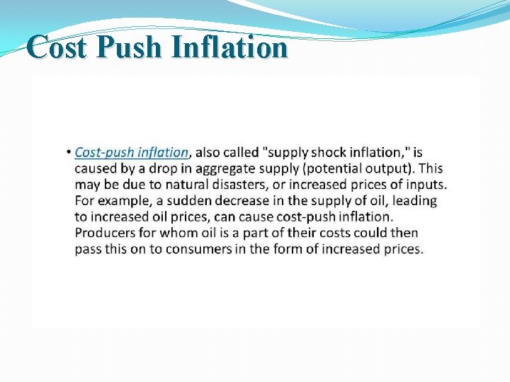 Cost Push Inflation 