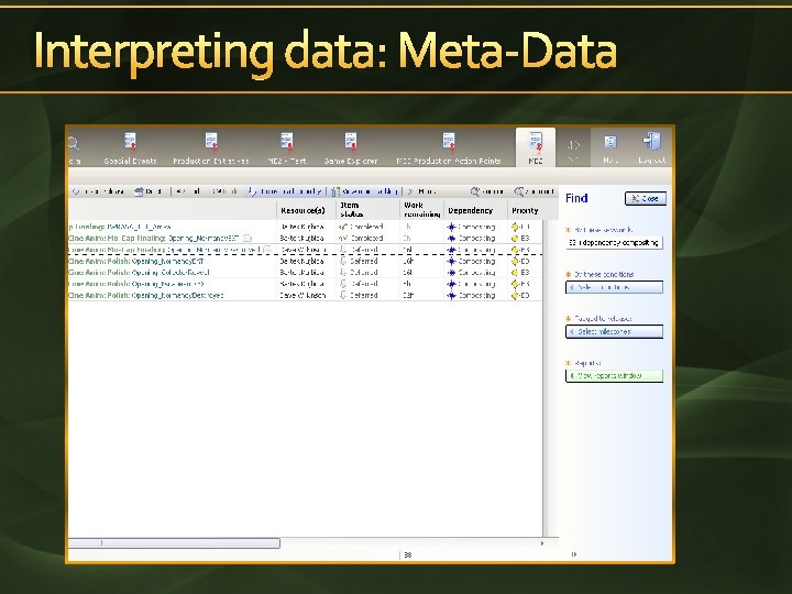 Interpreting data: Meta-Data 