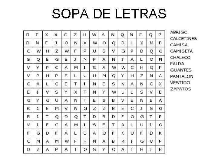 SOPA DE LETRAS 