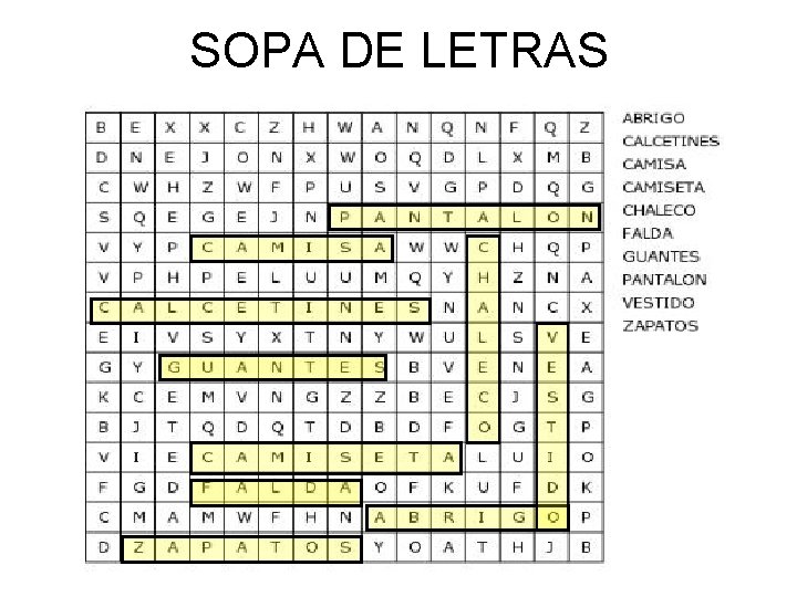 SOPA DE LETRAS 