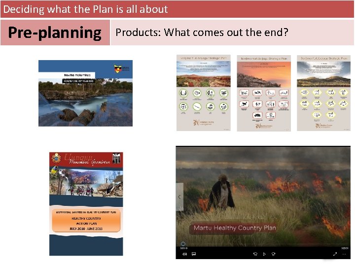 Deciding what the Plan is all about Pre-planning Products: What comes out the end?