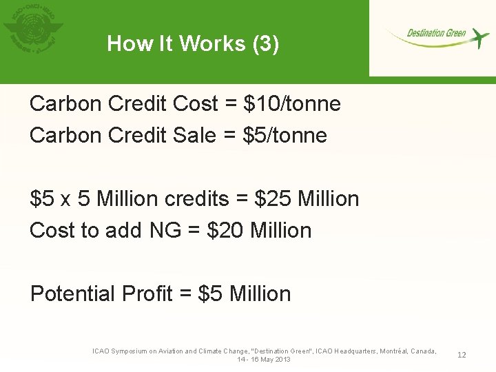 How It Works (3) Carbon Credit Cost = $10/tonne Carbon Credit Sale = $5/tonne