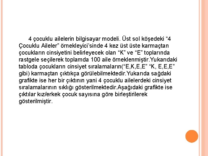 4 çocuklu ailelerin bilgisayar modeli. Üst sol köşedeki “ 4 Çocuklu Aileler” örnekleyici’sinde 4