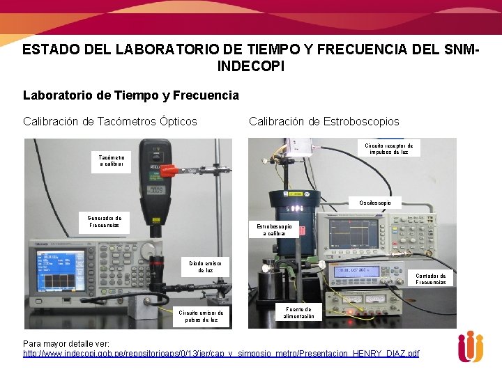 ESTADO DEL LABORATORIO DE TIEMPO Y FRECUENCIA DEL SNMINDECOPI Laboratorio de Tiempo y Frecuencia