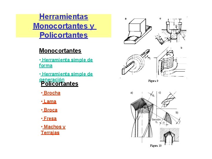 Herramientas Monocortantes y Policortantes Monocortantes • Herramienta simple de forma • Herramienta simple de Herramientas Monocortantes y Policortantes Monocortantes • Herramienta simple de forma • Herramienta simple de