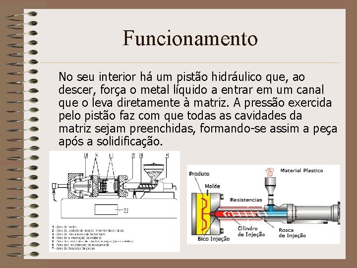 Funcionamento No seu interior há um pistão hidráulico que, ao descer, força o metal