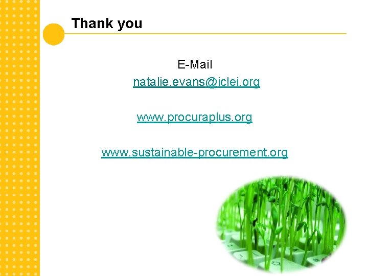 Thank you E-Mail natalie. evans@iclei. org www. procuraplus. org www. sustainable-procurement. org 