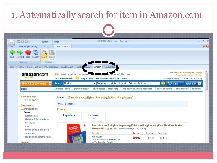 1. Automatically search for item in Amazon. com 1. Automatically search for item in Amazon. com