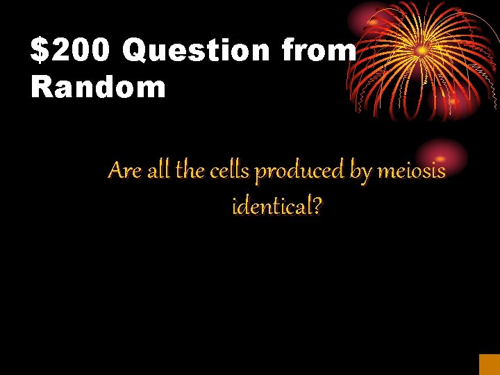 $200 Question from Random Are all the cells produced by meiosis identical? 