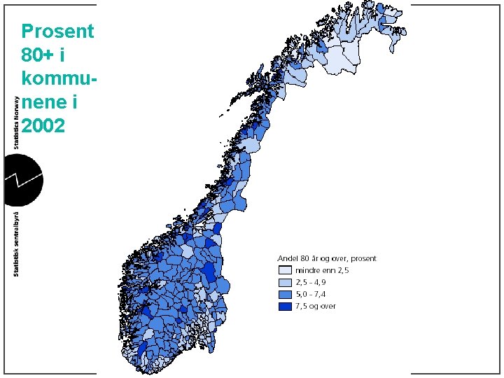 Prosent 80+ i kommunene i 2002 