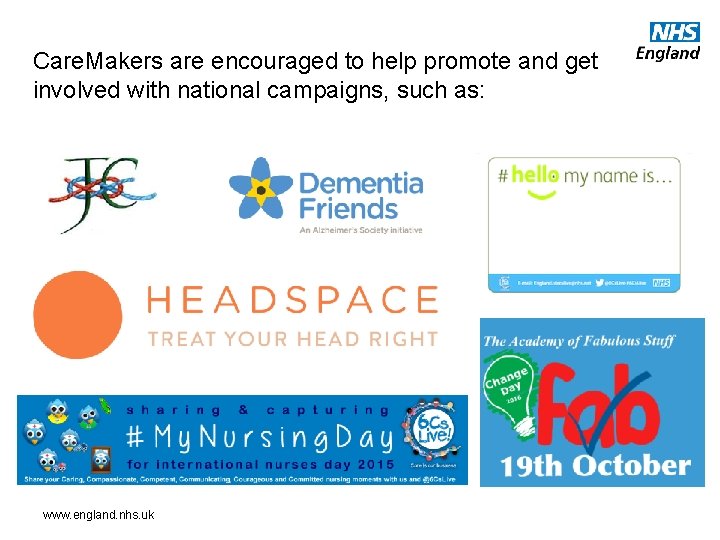 Care. Makers are encouraged to help promote and get involved with national campaigns, such