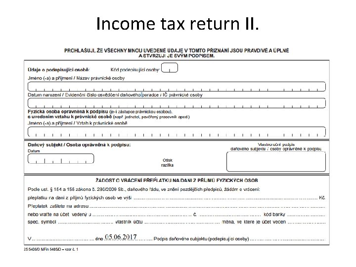 Income tax return II. 