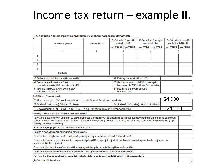 Income tax return – example II. 24 000 - 24 000 