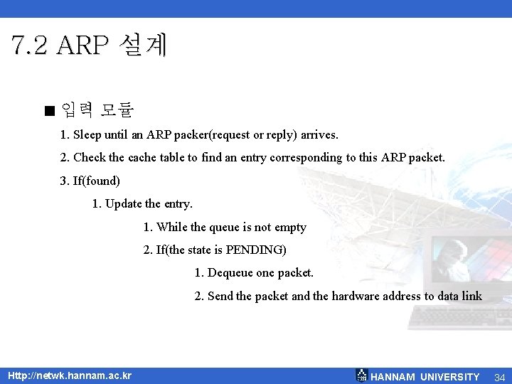 7. 2 ARP 설계 < 입력 모듈 1. Sleep until an ARP packer(request or