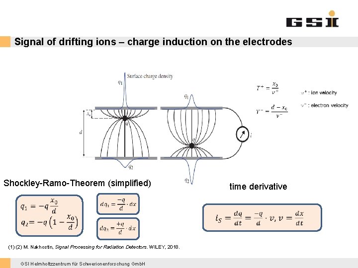 Signal of drifting ions – charge induction on the electrodes Shockley-Ramo-Theorem (simplified) time