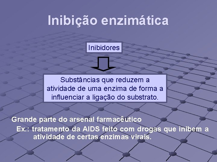 Inibição enzimática Inibidores Substâncias que reduzem a atividade de uma enzima de forma a