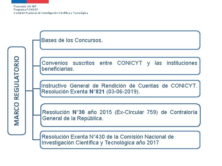 Proyectos VIU 19 P Programa FONDEF Comisión Nacional de Investigación Científica y Tecnológica MARCO