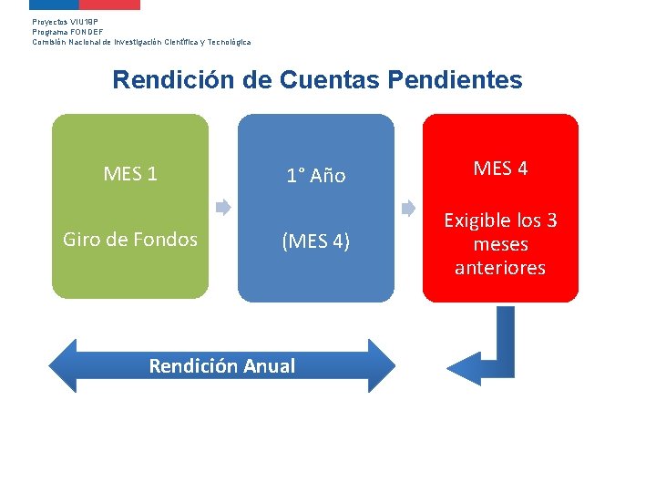 Proyectos VIU 19 P Programa FONDEF Comisión Nacional de Investigación Científica y Tecnológica Rendición