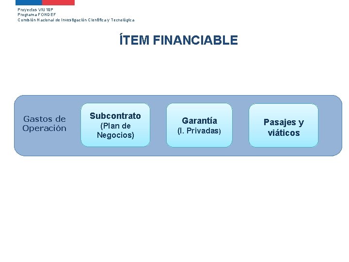Proyectos VIU 19 P Programa FONDEF Comisión Nacional de Investigación Científica y Tecnológica ÍTEM