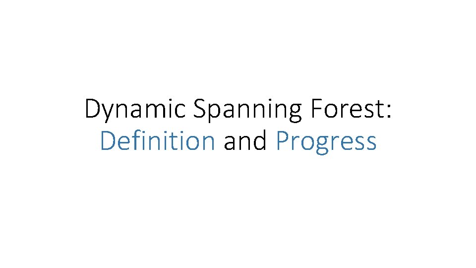 Dynamic Spanning Forest: Definition and Progress 